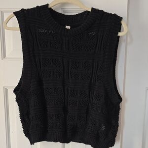 Black Sleeveless Crochet Top